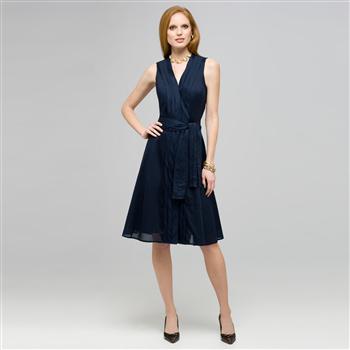 Pleated Dress With Front Sash., , large