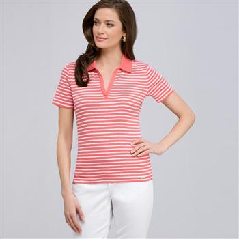 Pullover in maglia, corallo e bianco, large