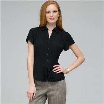 Must Have Washable No-Iron Georgette Blouse, Black, large