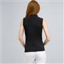 Zip Front Tank with Ruffles Blouse., Black, small