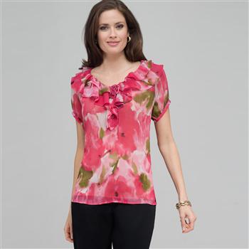 Ruffle Front Blouse., , large