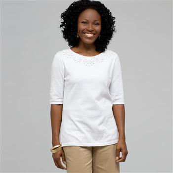 Embellished Boat Neck Tee, , large