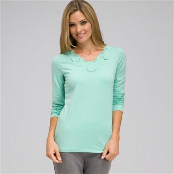 Maglia con scollo a V e manica lunga, Menta glaciale, large