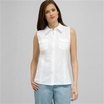 Sleeveless Button Down Blouse., , large