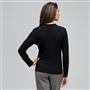 Long Sleeve Ruffle Front Trim Cardigan, Black, small
