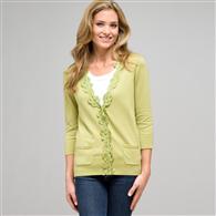 Lace Trimmed Cardigan, spring bud, medium