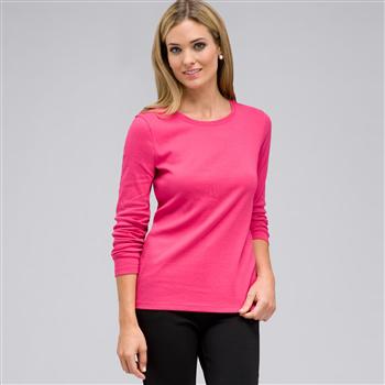 Maglia girocollo con manica lunga, Rosa begonia, large