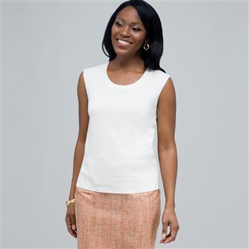 Scoop Neck Shell., Ivory, large
