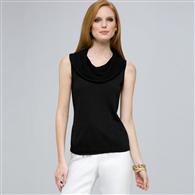 Sleeveless Cowl Neck Knit., Black, medium