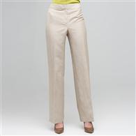 Pantalone a carr&eacute; classico in lino lavabile, Pietra e bianco, medium