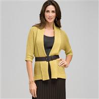 Cardigan lavorato con cintura, Finocchio, medium