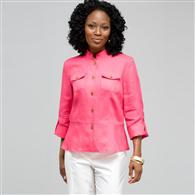 Button Front Shirt, Hot Pink, medium