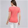 T-shirt col V &agrave; manches courtes, corail, small