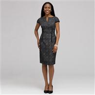 Abito con rifinitura in velluto, Bianco e nero, medium